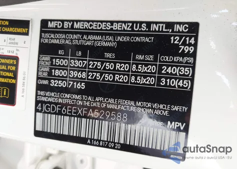2015 Mercedes-Benz Gl 450 4Matic from USA, damaged, VIN 4JGDF6EEXFA529588